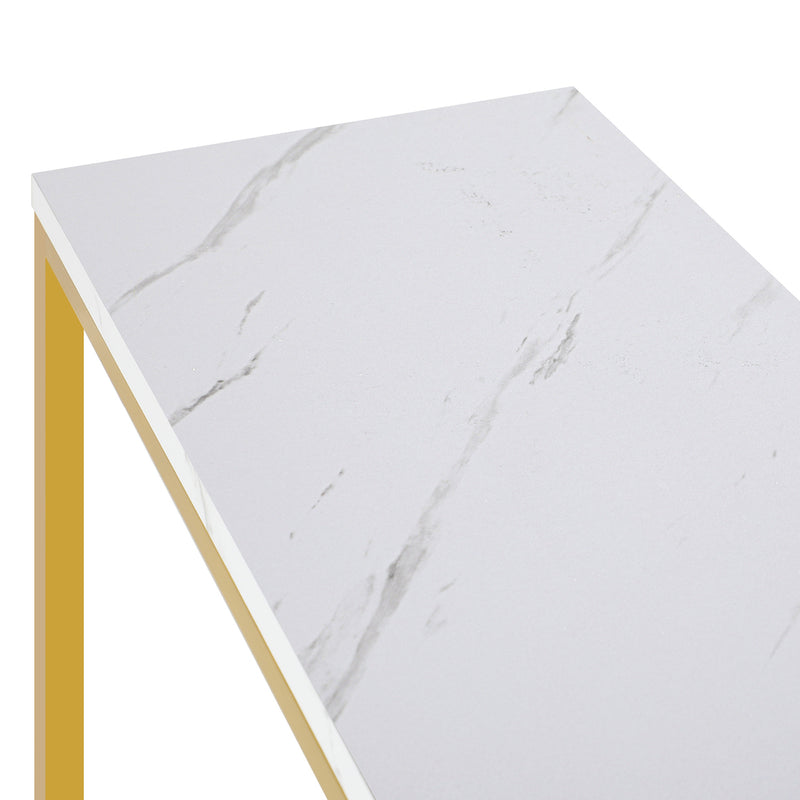 Oikiture Console Table Marble-look Iron Gold&White