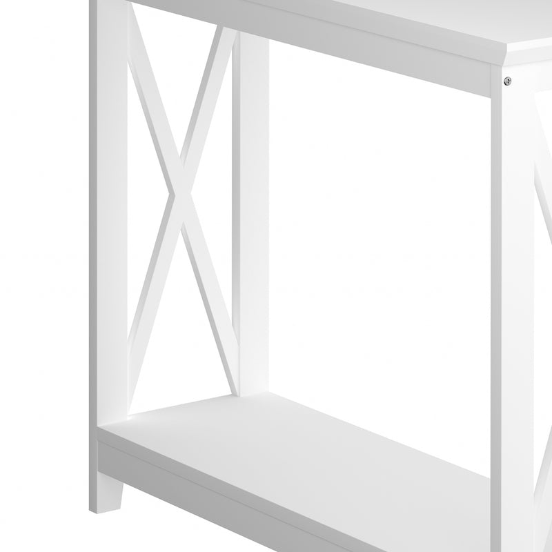 Oikiture 2-Tier Console Table X-Design Wooden White
