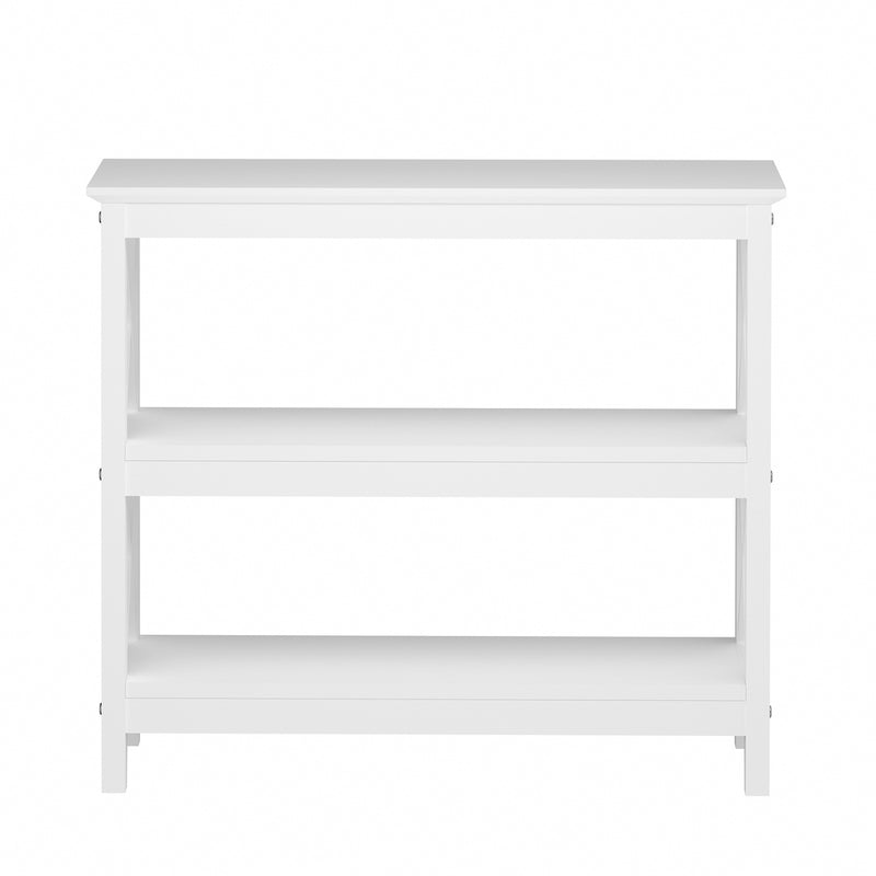 Oikiture 3-Tier Console Table X-Design Wooden White