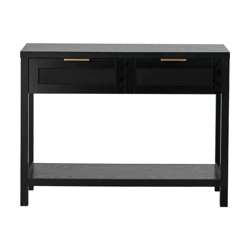 Oikiture Console Table 2 Drawers Entry Table Hallway Display Black
