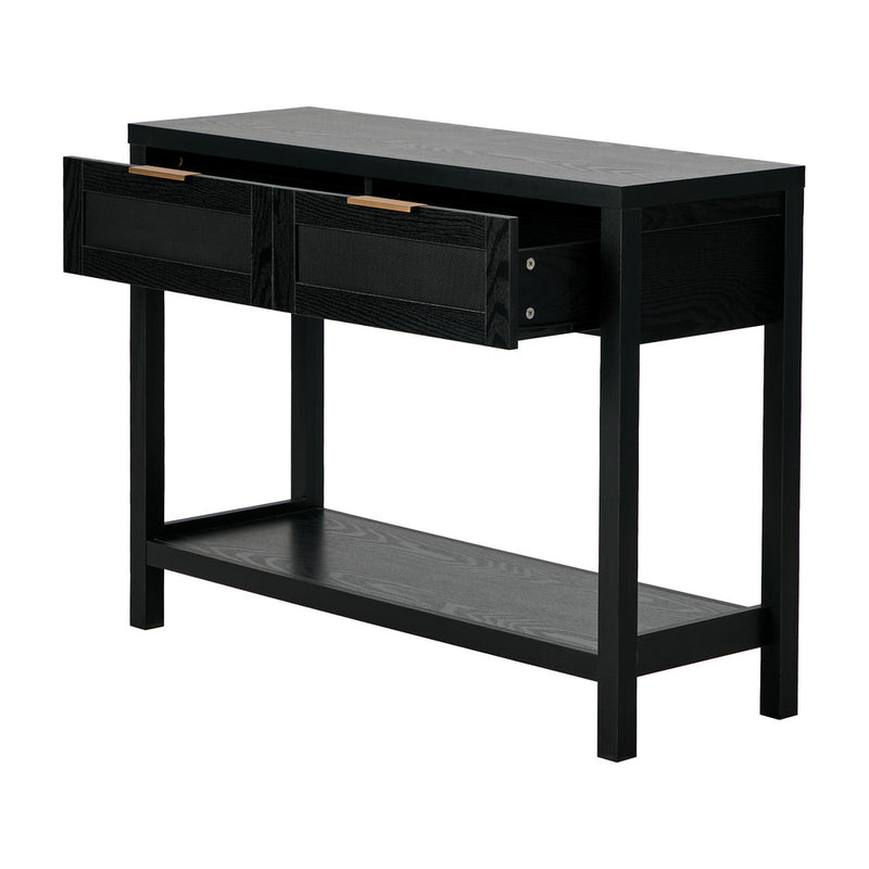 Oikiture Console Table 2 Drawers Entry Table Hallway Display Black
