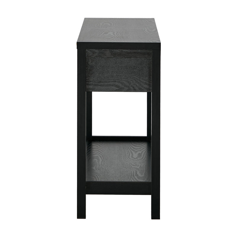 Oikiture Console Table 2 Drawers Entry Table Hallway Display Black