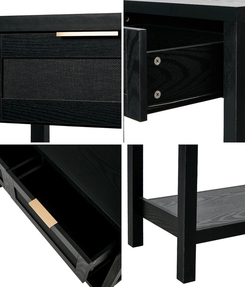 Oikiture Console Table 2 Drawers Entry Table Hallway Display Black