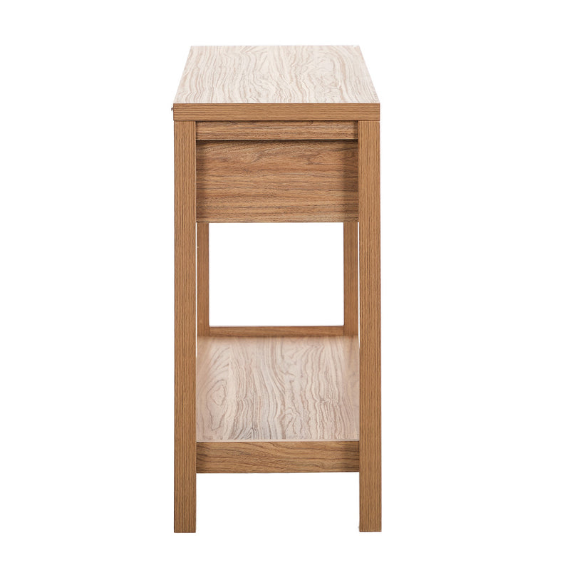 Oikiture Console Table 2 Drawers Entry Table Display Shelf Natural