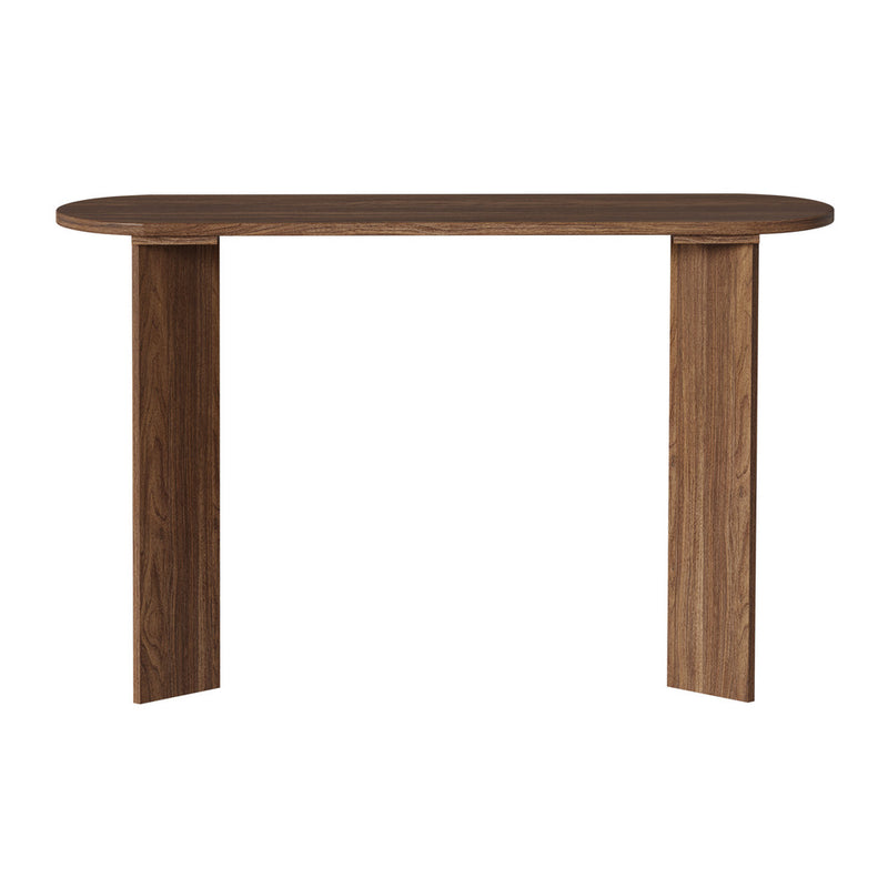 Oikiture Console Table Oval Entryway Hallway Furniture Walnut