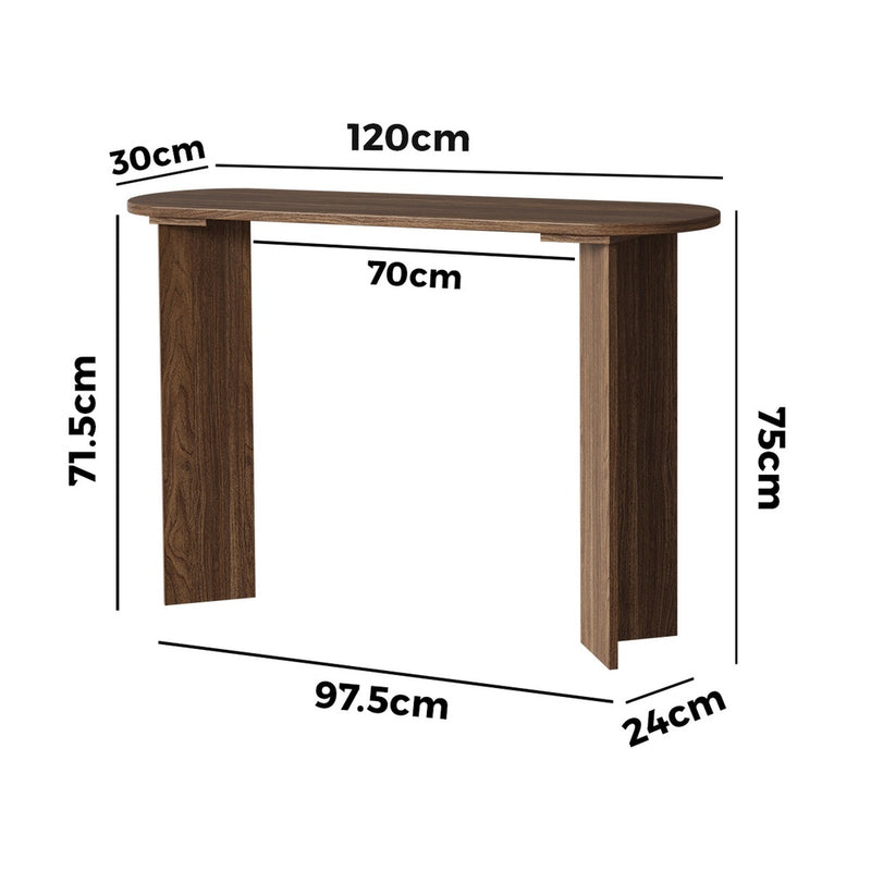 Oikiture Console Table Oval Entryway Hallway Furniture Walnut