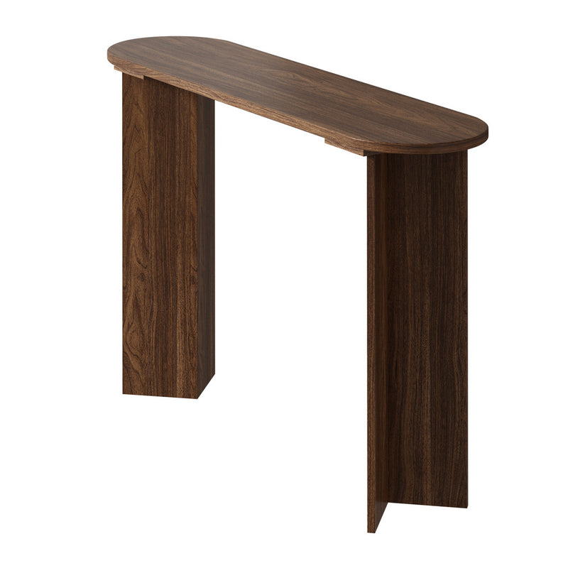 Oikiture Console Table Oval Entryway Hallway Furniture Walnut