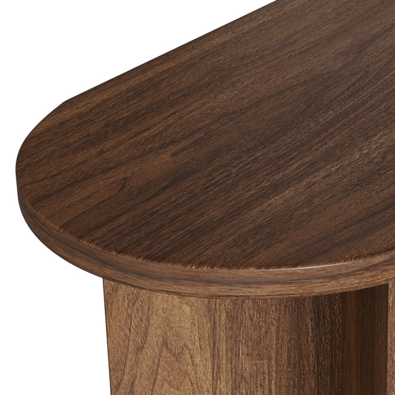 Oikiture Console Table Oval Entryway Hallway Furniture Walnut