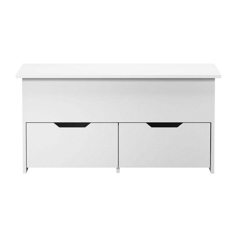 Oikiture Coffee Lift Up Top Hidden Storage Laptop Desk 2 Drawers White