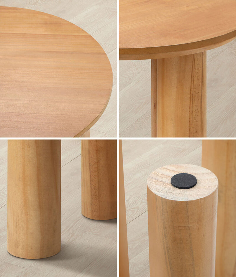 Oikiture Coffee Table Side End Tables Round Wooden