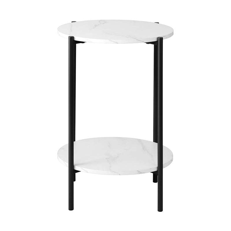 Oikiture Coffee Table Round Dual-Tier Marble