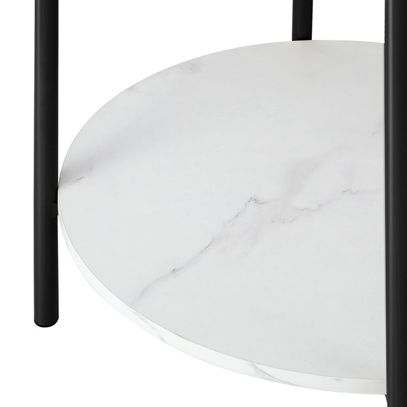 Oikiture Coffee Table Round Dual-Tier Marble