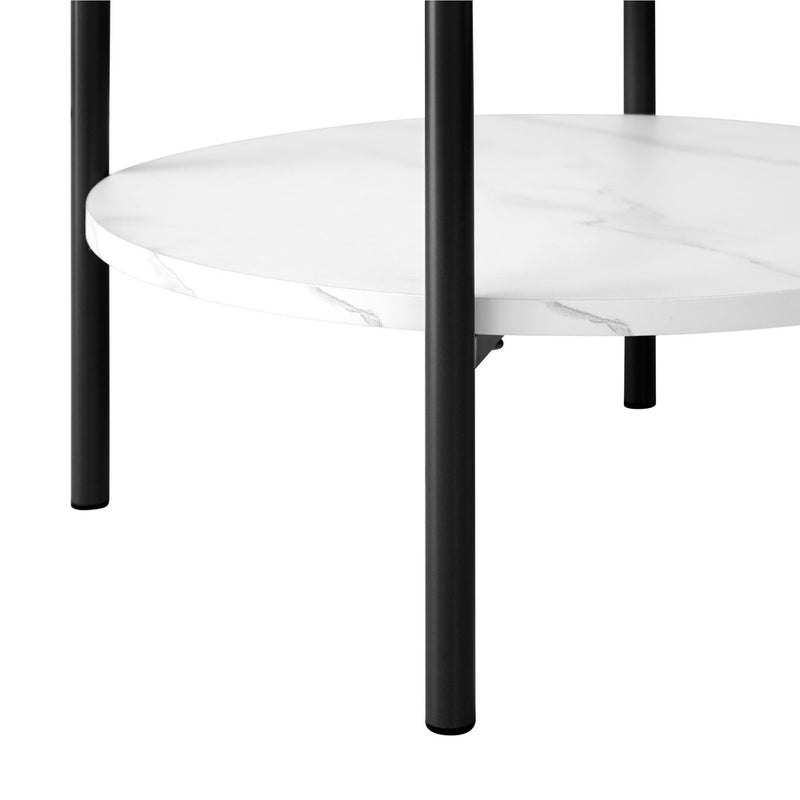 Oikiture Coffee Table Round Dual-Tier Marble
