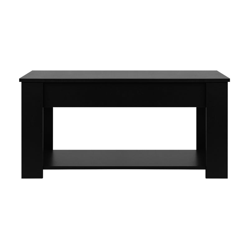 Oikiture Coffee Table with Lift Up Top Storage Space Wooden Black