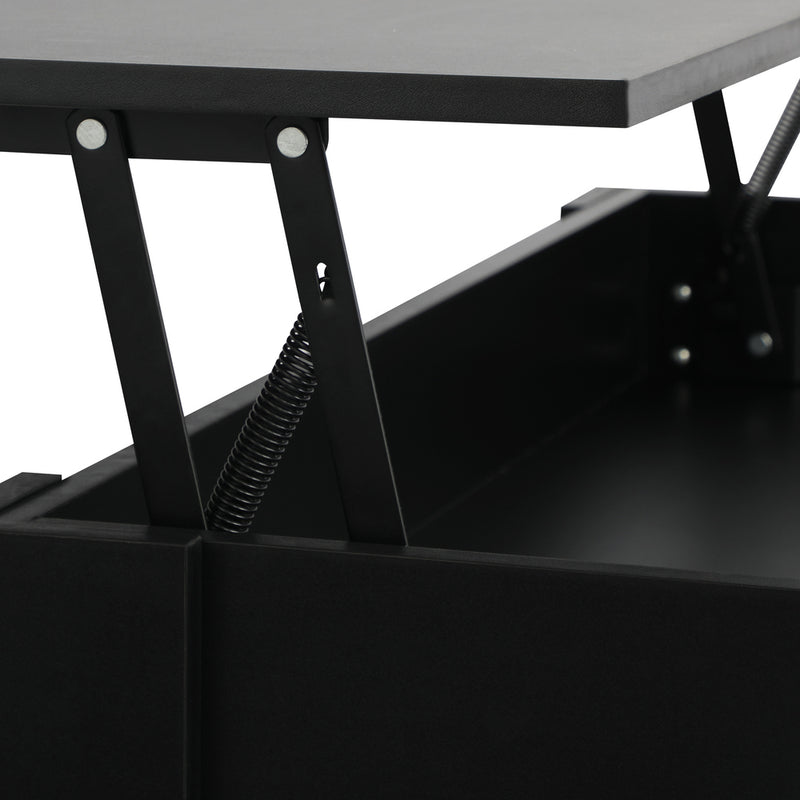 Oikiture Coffee Table with Lift Up Top Storage Space Wooden Black