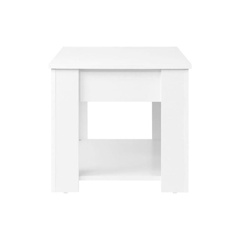 Oikiture Coffee Table with Lift Up Top Storage Space Wooden White