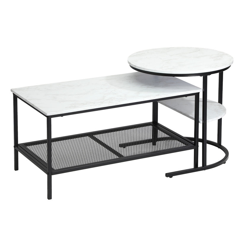 Oikiture Nesting Coffee Table Set of 2 Detachable Faux Marble