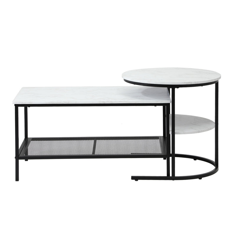 Oikiture Nesting Coffee Table Set of 2 Detachable Faux Marble