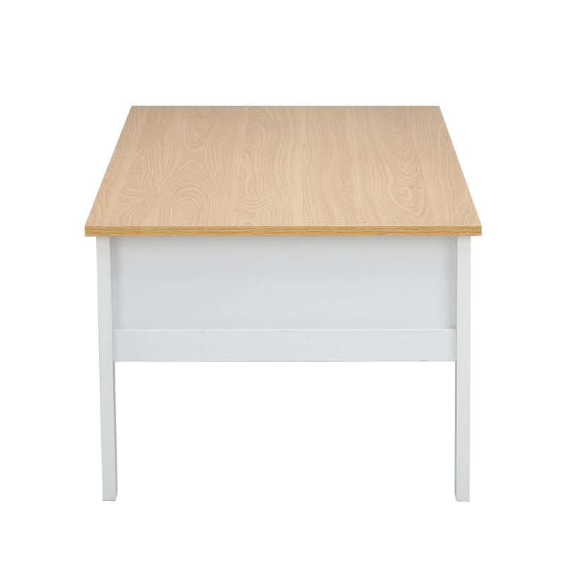Oikiture Coffee Table Storage Drawers Natural White