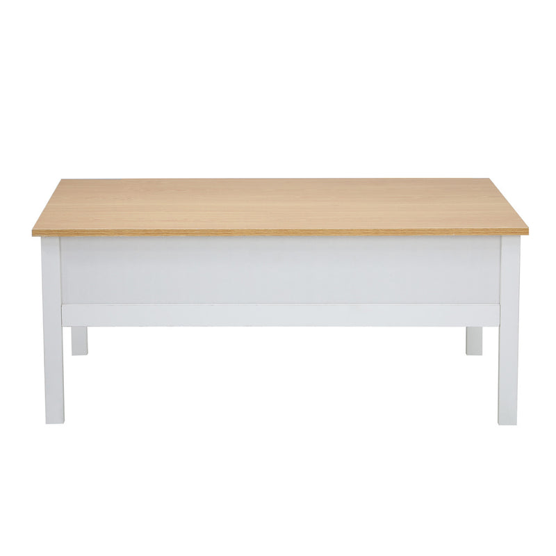 Oikiture Coffee Table Storage Drawers Natural White