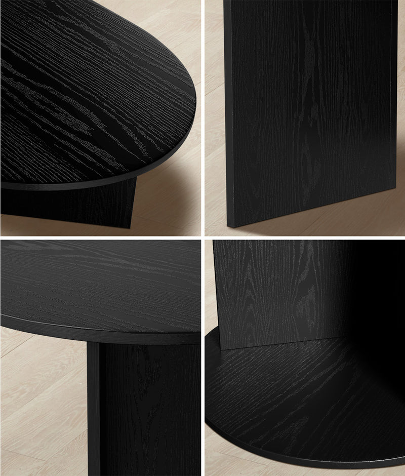Oikiture Coffee Table Sofa End Table Oval Side Cafe Desk Timber Black