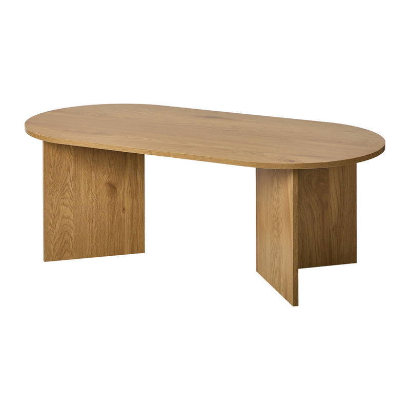 Oikiture Coffee Table Sofa End Table Oval Side Cafe Desk Timber Walnut