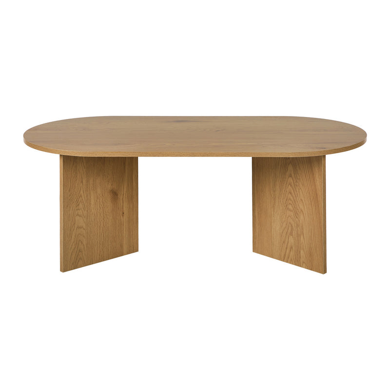 Oikiture Coffee Table Sofa End Table Oval Side Cafe Desk Timber Walnut
