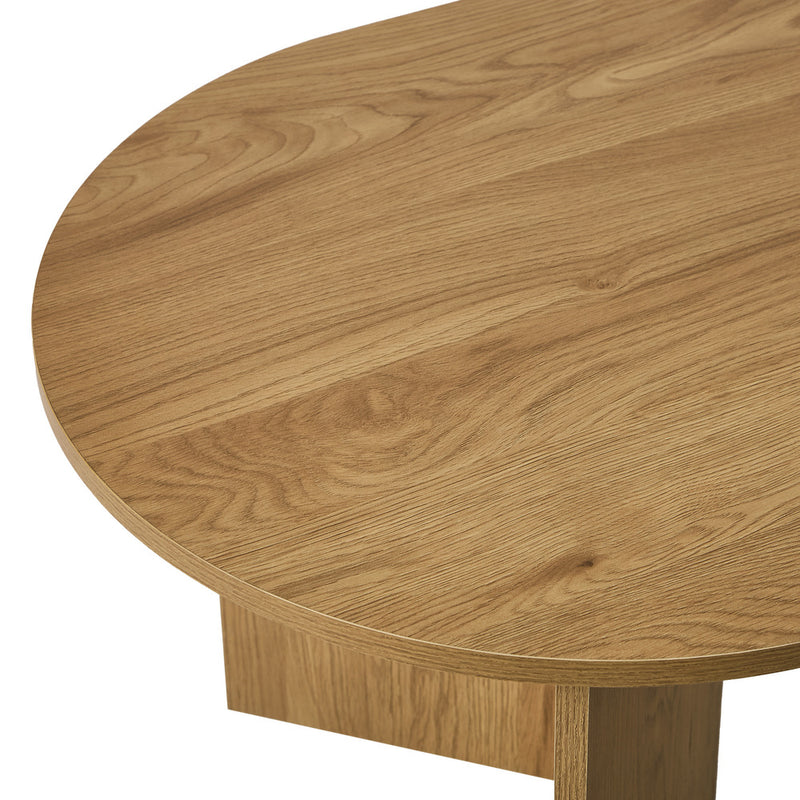 Oikiture Coffee Table Sofa End Table Oval Side Cafe Desk Timber Walnut