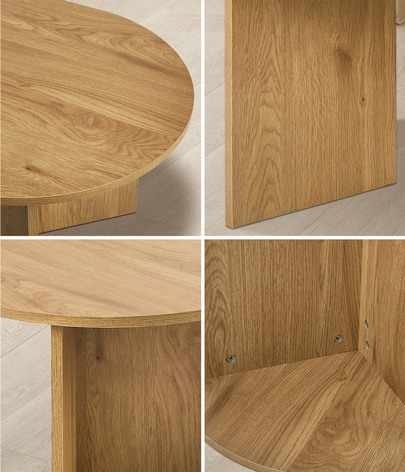 Oikiture Coffee Table Sofa End Table Oval Side Cafe Desk Timber Walnut