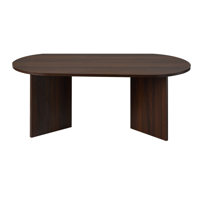 Oikiture Coffee Table Oval Sofa End Table Timber Walnut
