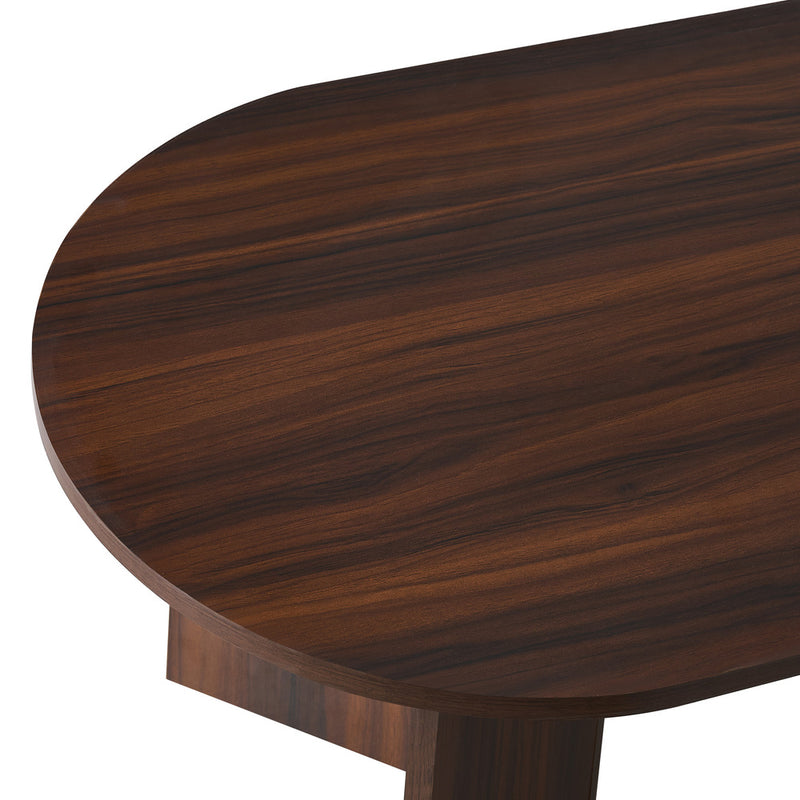 Oikiture Coffee Table Oval Sofa End Table Timber Walnut