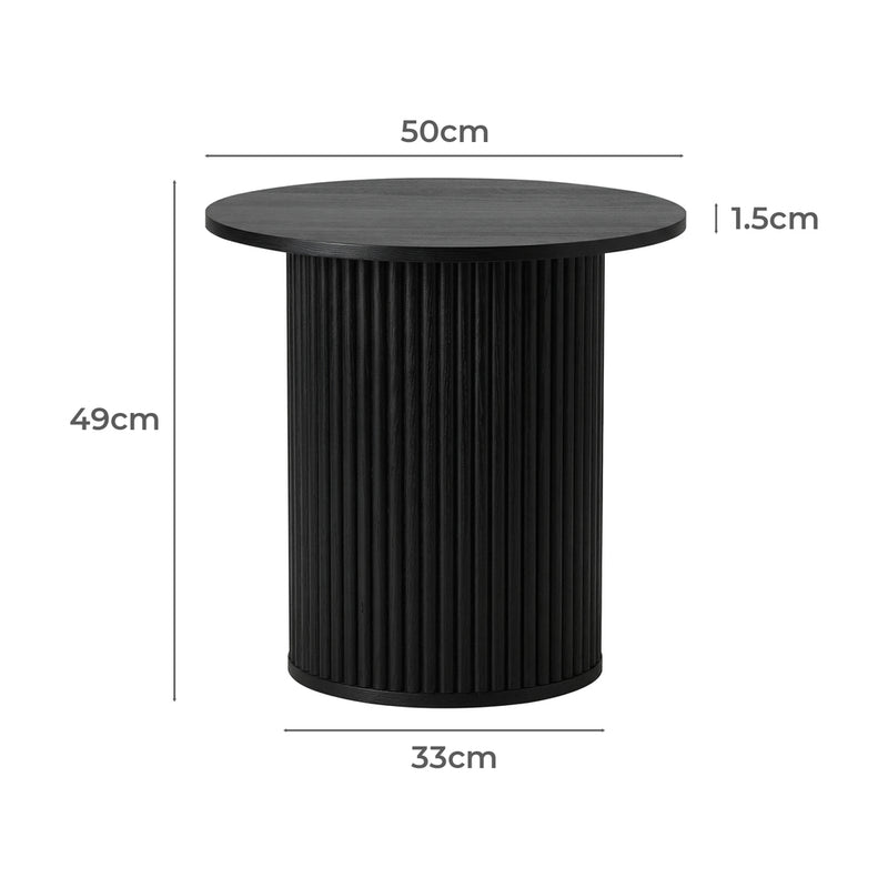Oikiture Coffee Table Side Tables Sofa Desk Bedside Round Wood Black