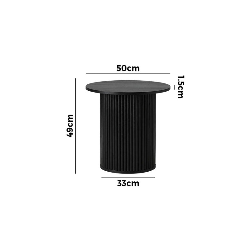 Oikiture Coffee Table Side Tables Sofa Desk Bedside Round Wood Black