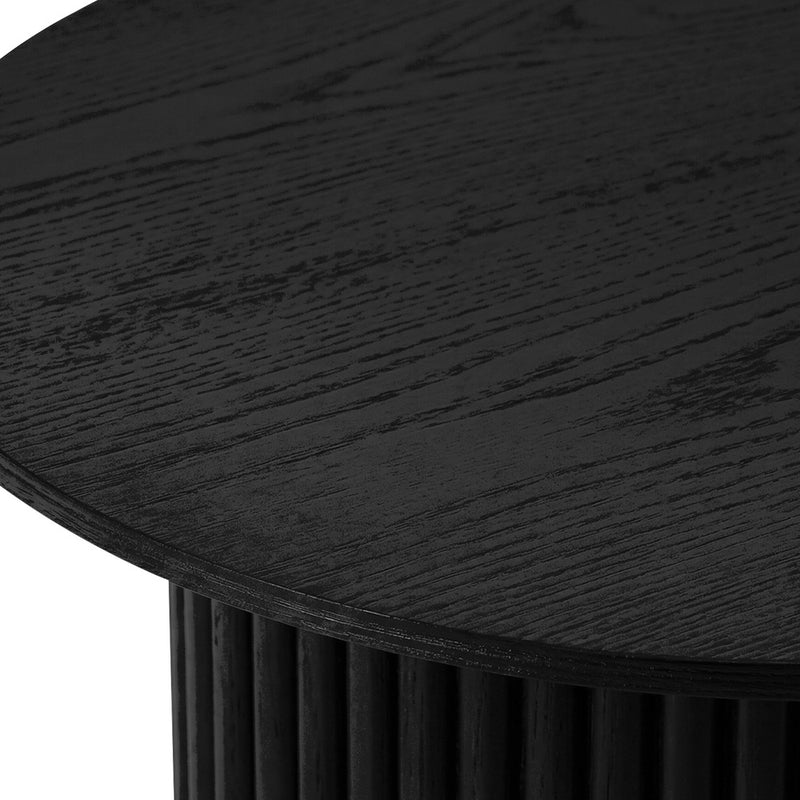 Oikiture Coffee Table Side Tables Sofa Desk Bedside Round Wood Black