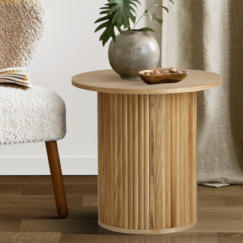 Oikiture Coffee Table Side End Tables Natural