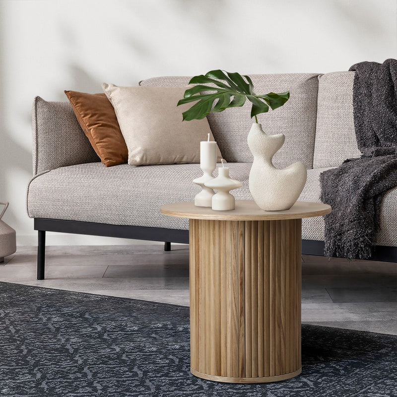 Oikiture Coffee Table Side End Tables Natural