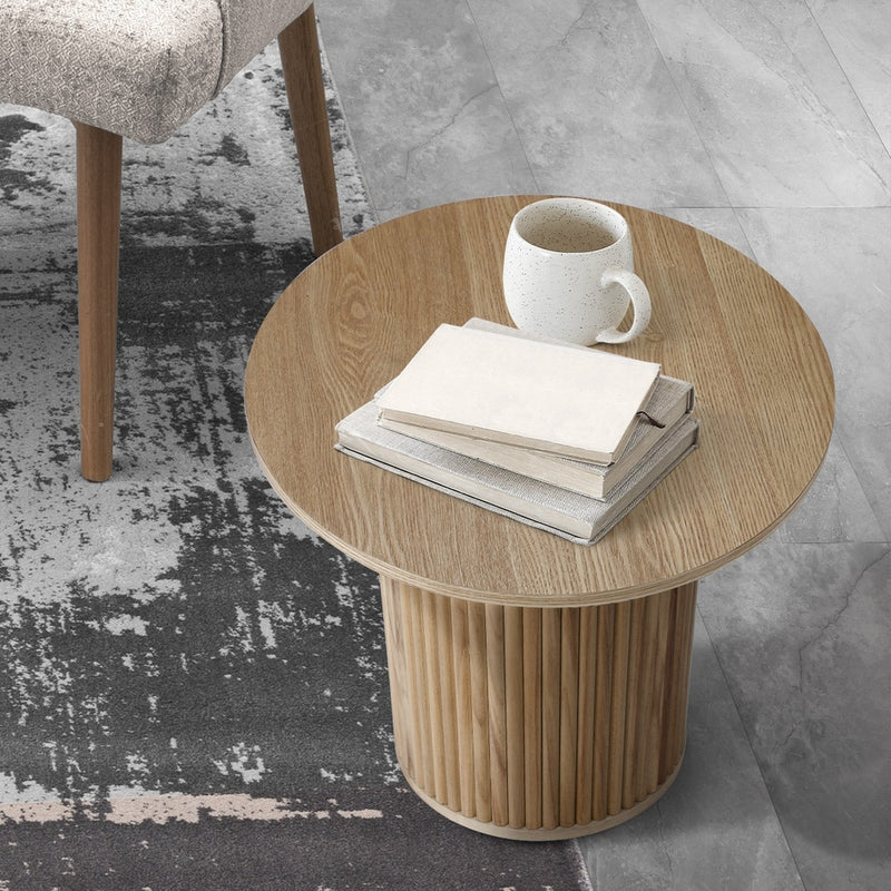Oikiture Coffee Table Side End Tables Natural