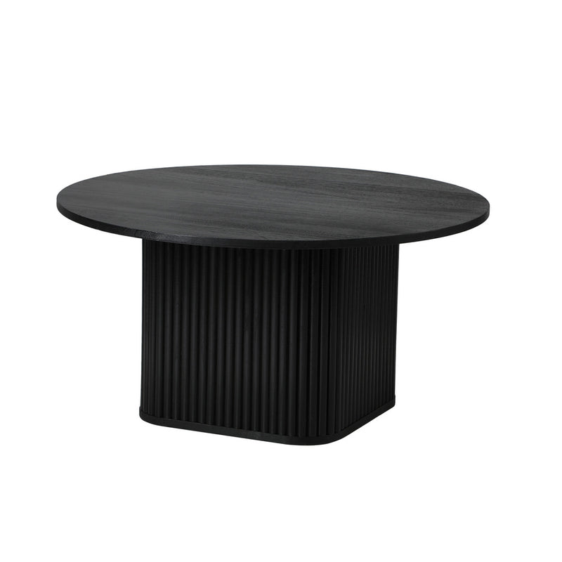 Oikiture Coffee Table Round Wooden Black