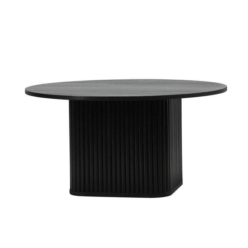 Oikiture Coffee Table Round Wooden Black