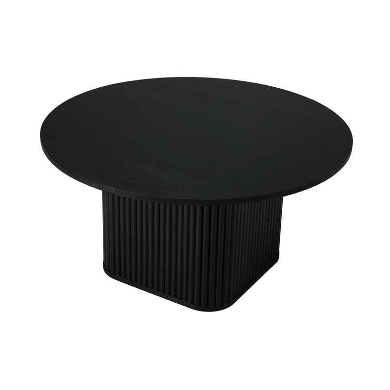 Oikiture Coffee Table Round Wooden Black