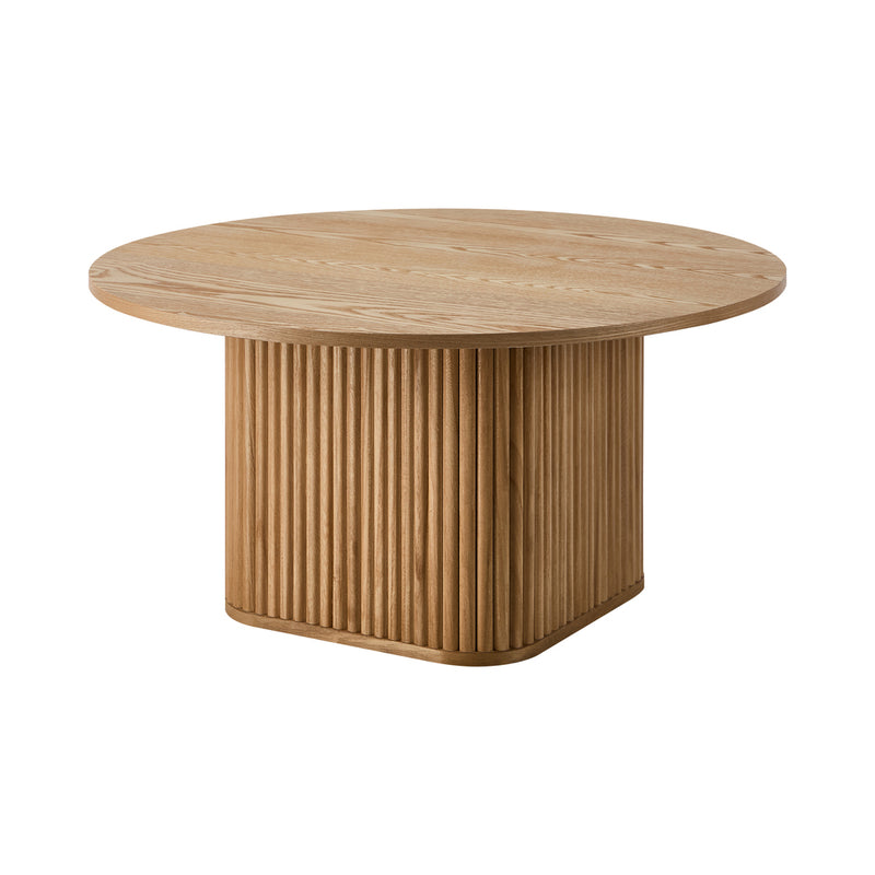 Oikiture Coffee Table Side End Tables Round Wooden Furniture Natural