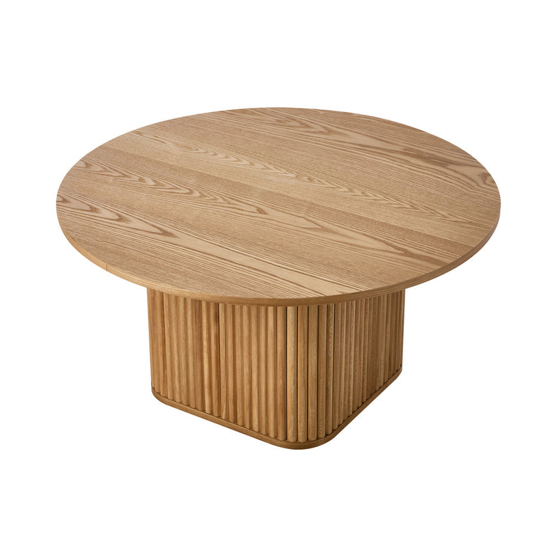 Oikiture Coffee Table Side End Tables Round Wooden Furniture Natural