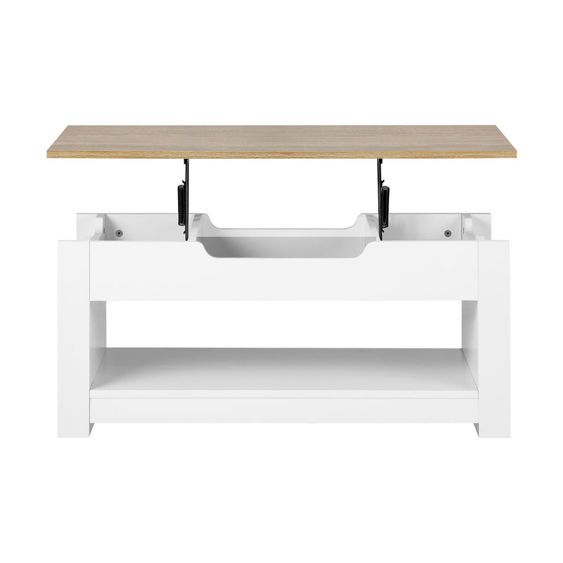 Oikiture Coffee Table Lift Up Top Hidden Storage Shelf