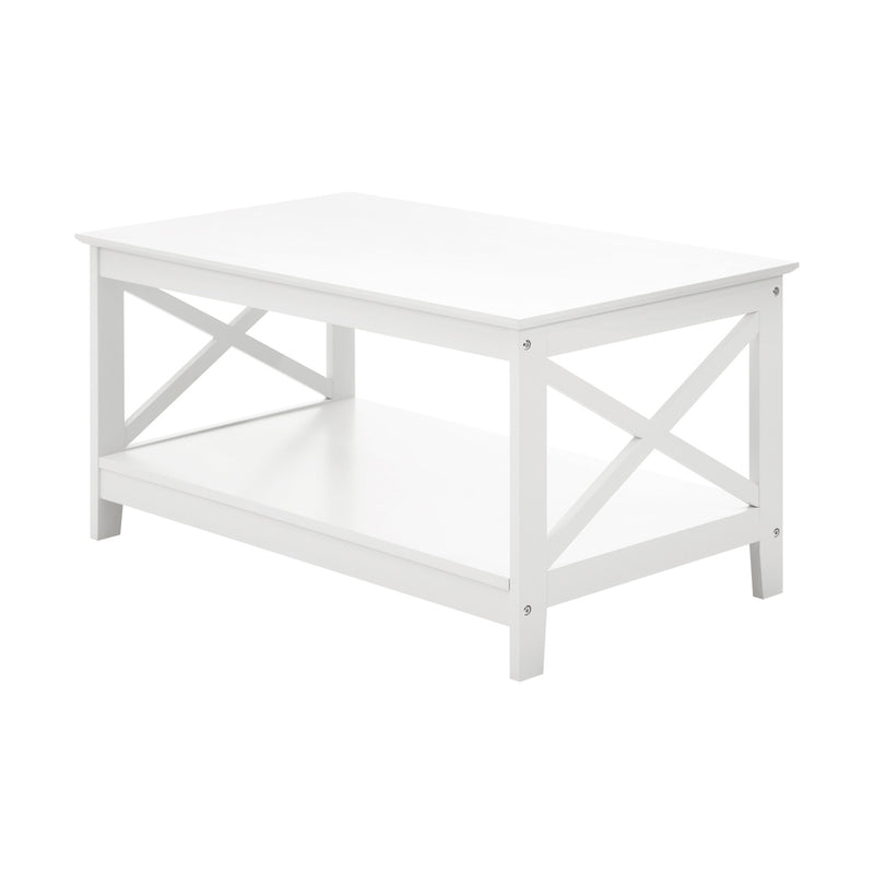 Oikiture Coffee Table Storage Rack 2-Tier White