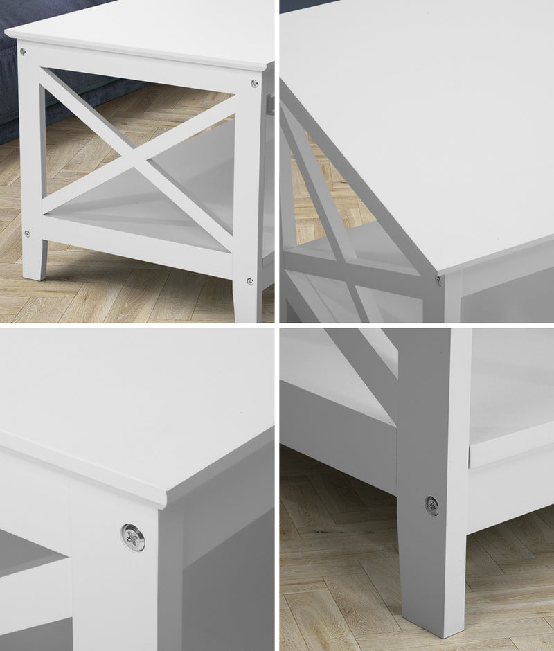 Oikiture Coffee Table Storage Rack 2-Tier White