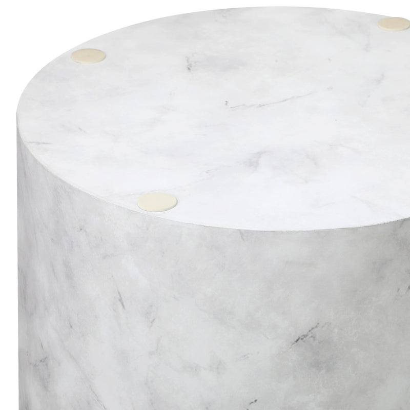 Oikiture Round Coffee Table Set of 2 Marble Effect White