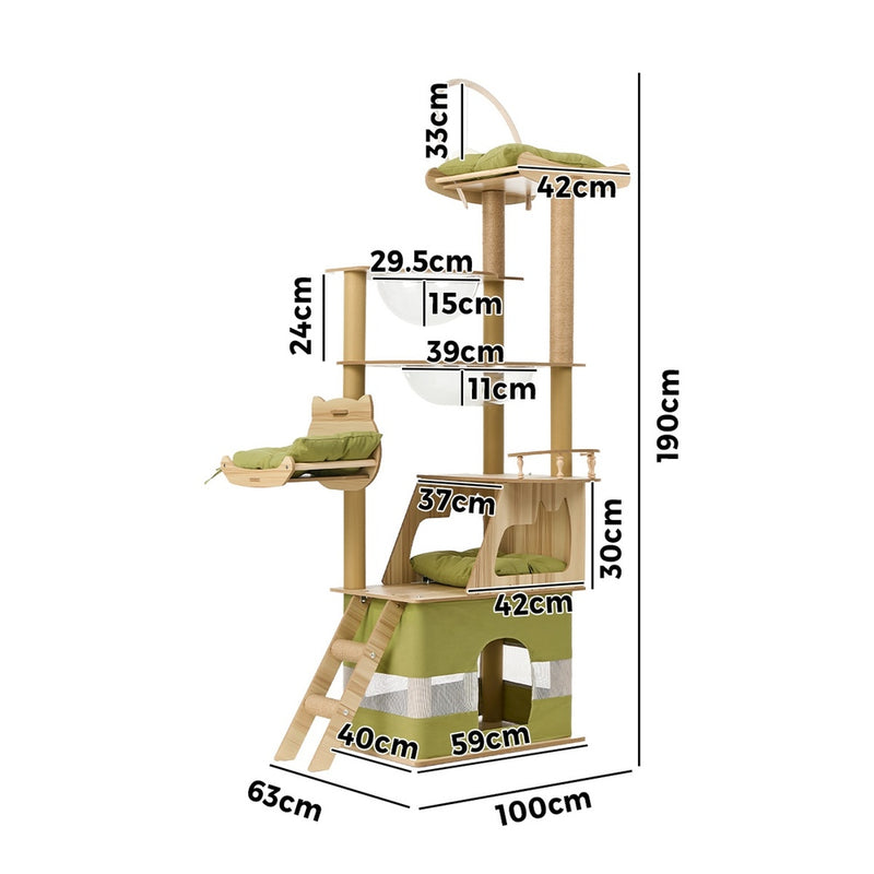 Alopet Cat Tree Tower Scratching Post Condo House Bed Furniture 190cm