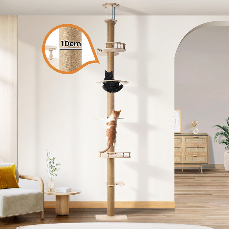 Alopet Cat Tree Wood Tower Scratching 300cm Post Floor to Ceiling