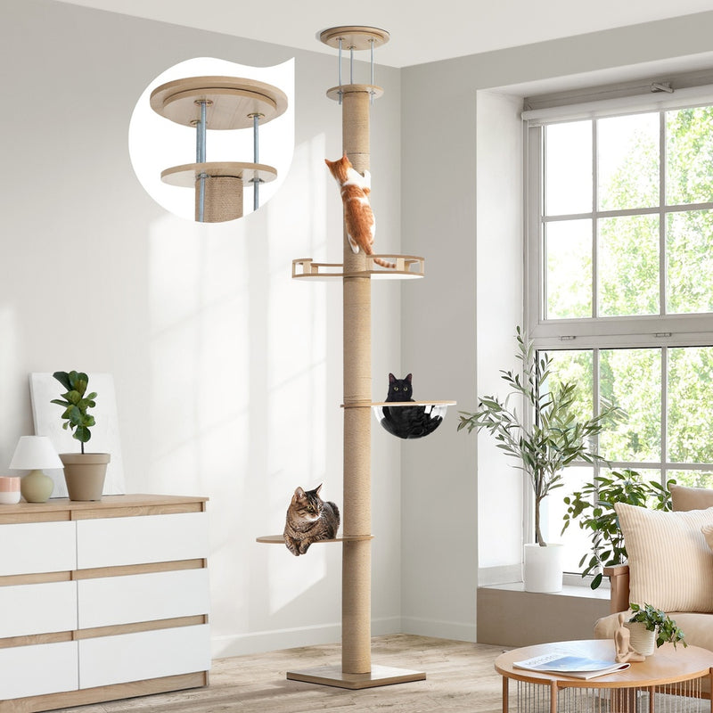 Alopet Cat Tree Wood Tower Scratching 270cm Post Floor to Ceiling