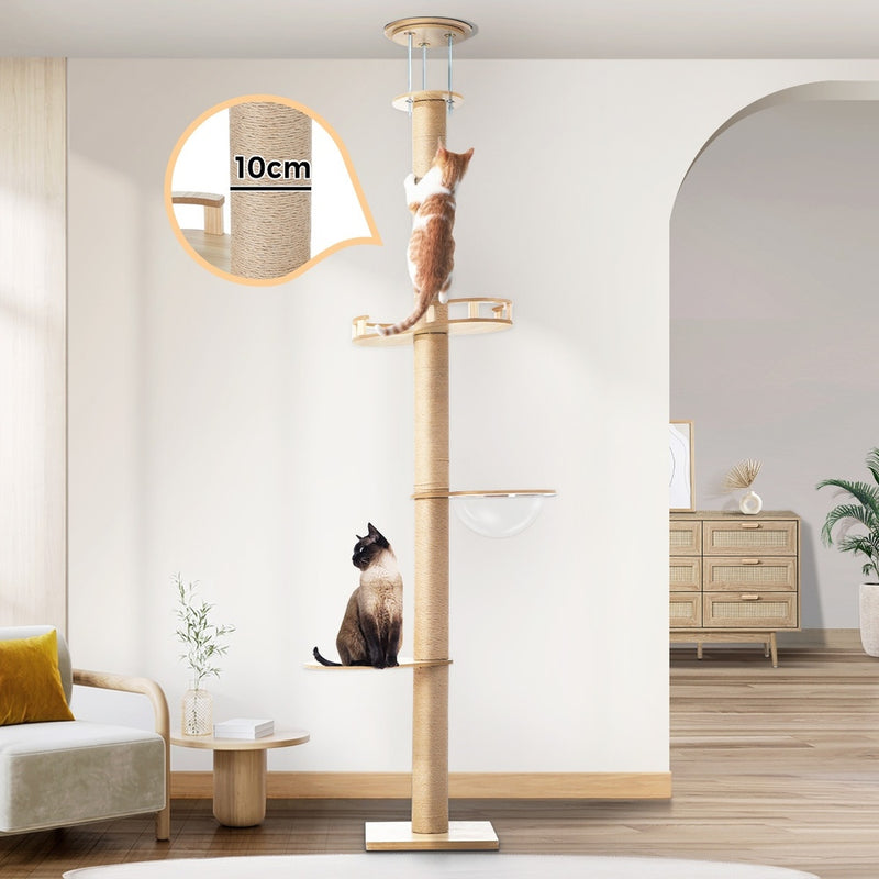Alopet Cat Tree Wood Tower Scratching 270cm Post Floor to Ceiling